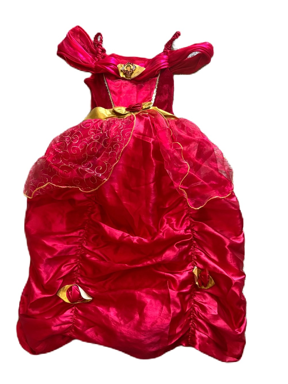 Disney Belle Winter Christmas Dress Sz 7 8 Red Gold Holiday World Land